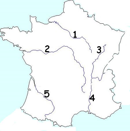 Carte numérotée des fleuves de France
