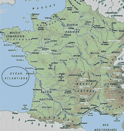 carte france avec ocean